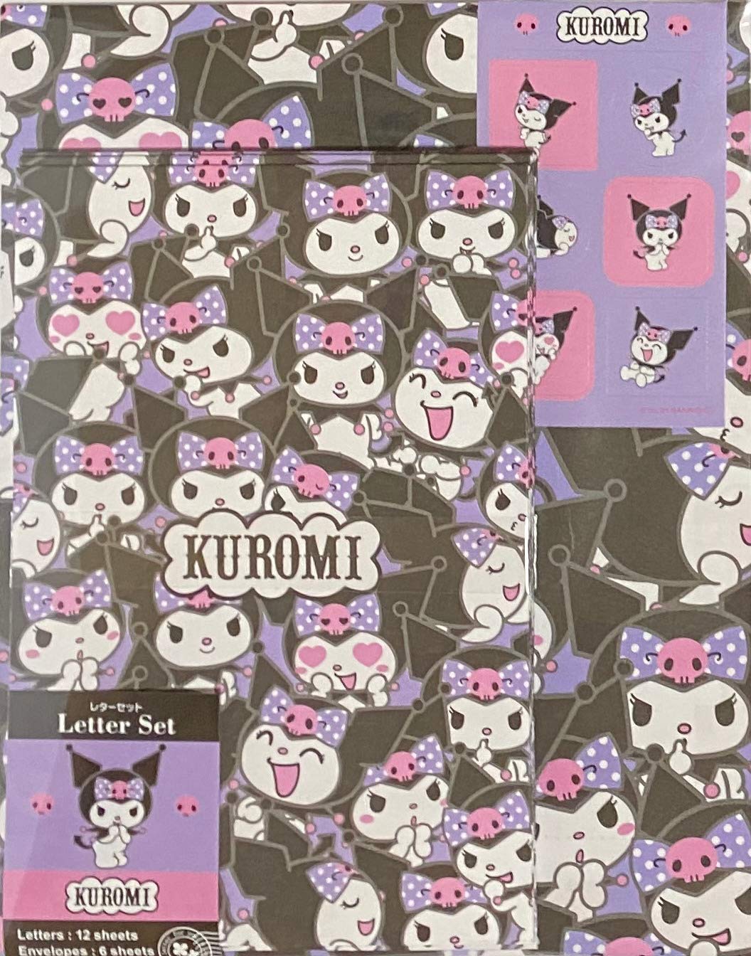 Sanrio Kuromi Letter Set 12 Writing Paper + 6 Envelopes + 7 Stickers Stationary Japan (Many)