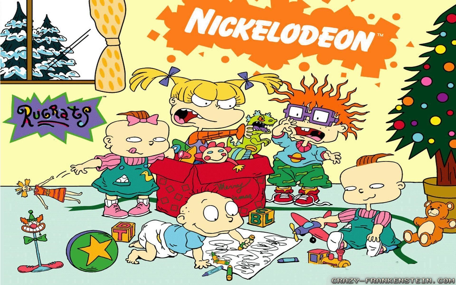 A cartoon of nickelodeon characters with christmas decorations - Rugrats