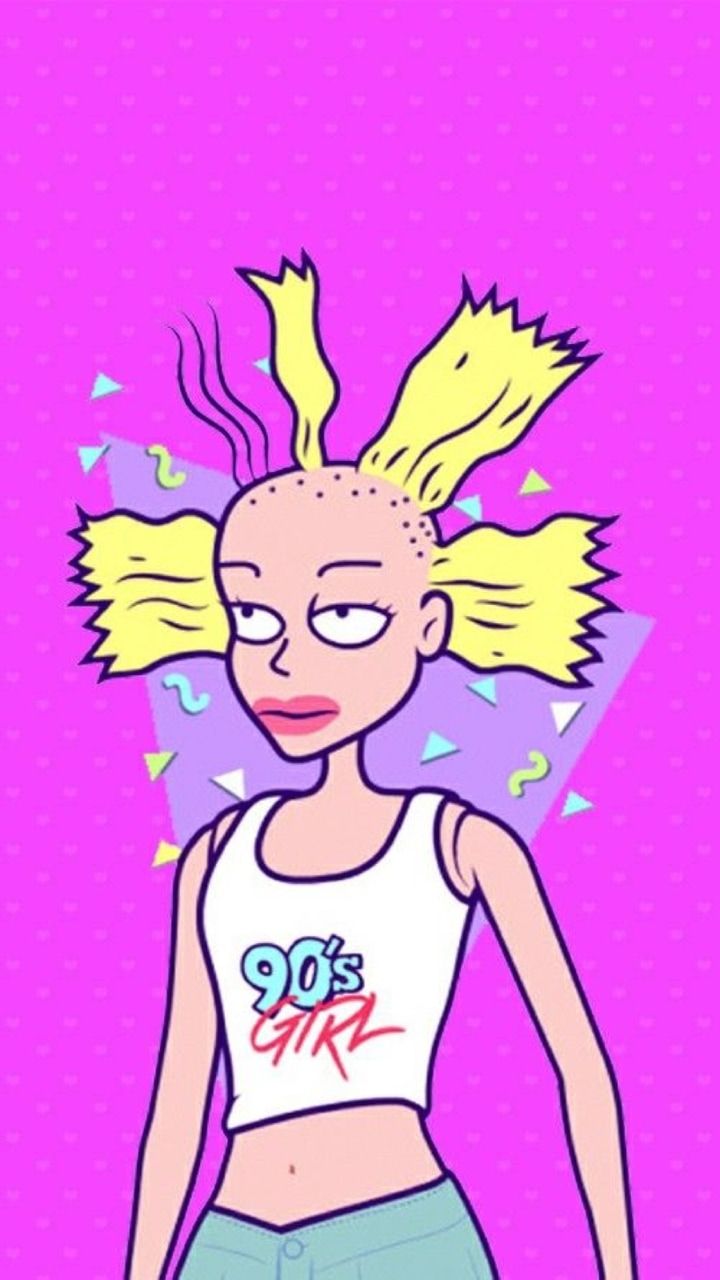 The cartoon character is wearing a 90s shirt - Rugrats