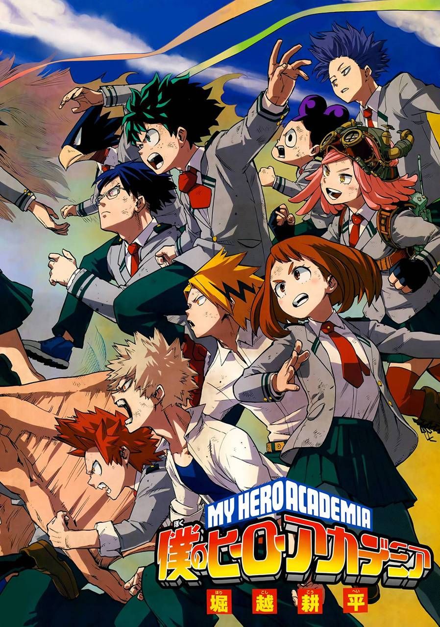 The main characters of My Hero Academia are shown in a group shot. - My Hero Academia
