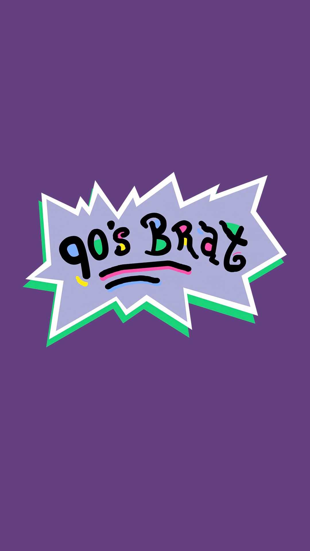 The logo for 90's braat is shown on a purple background - Rugrats