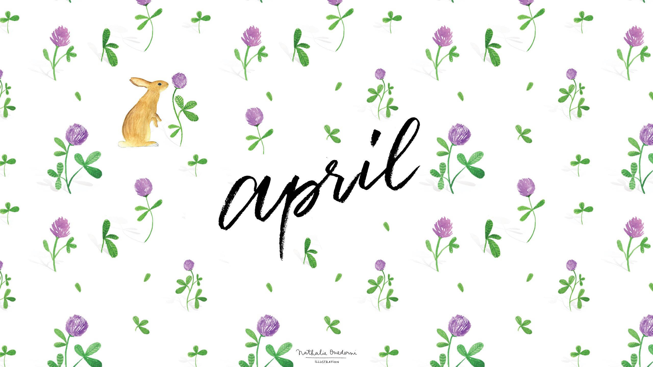 A calendar with the word april and flowers - April