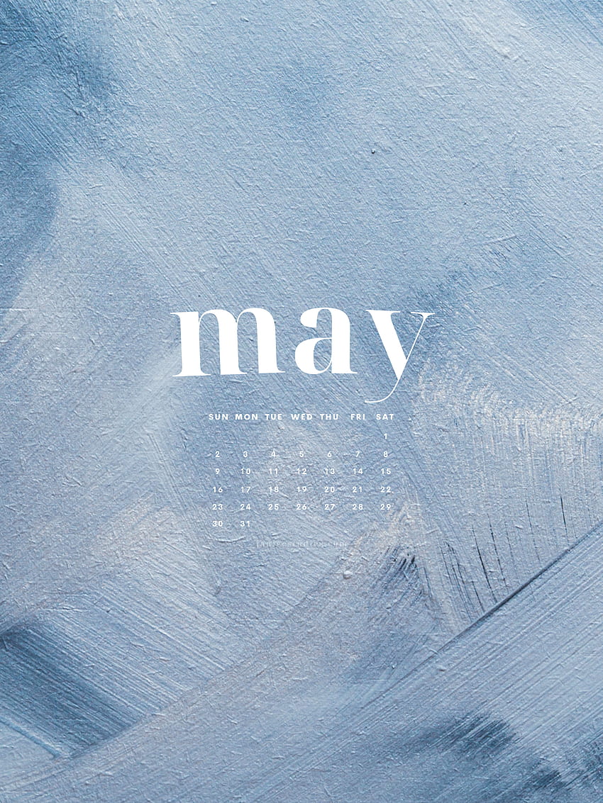 A blue and white calendar with the word may on it - May