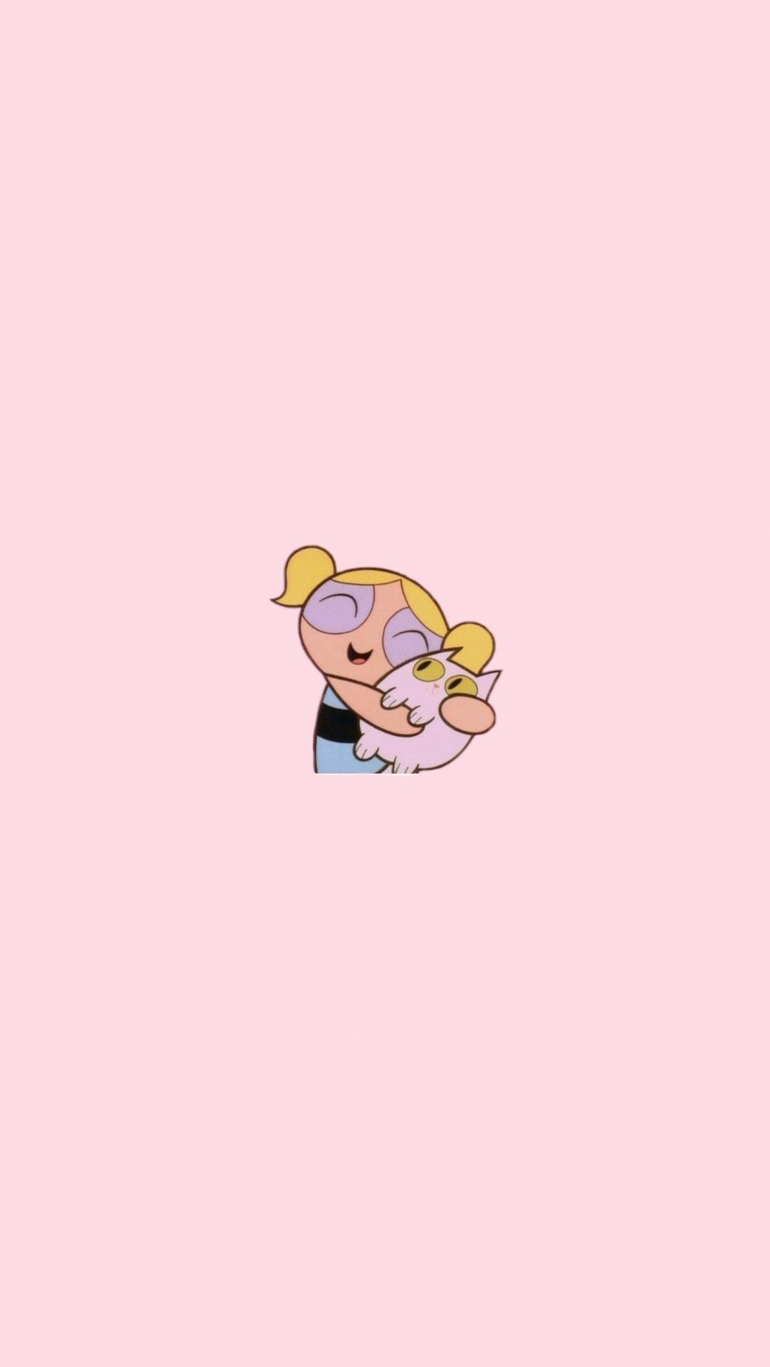 Aesthetic wallpaper of a cartoon character holding a bird. - The Powerpuff Girls