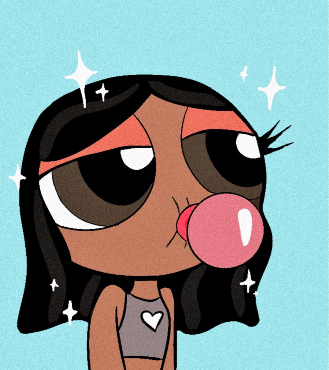 A cartoon girl with black hair and pink bubble gum - The Powerpuff Girls