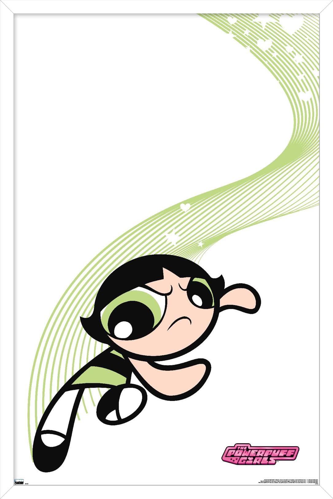 A cartoon character with green hair and white stripes - The Powerpuff Girls, Buttercup
