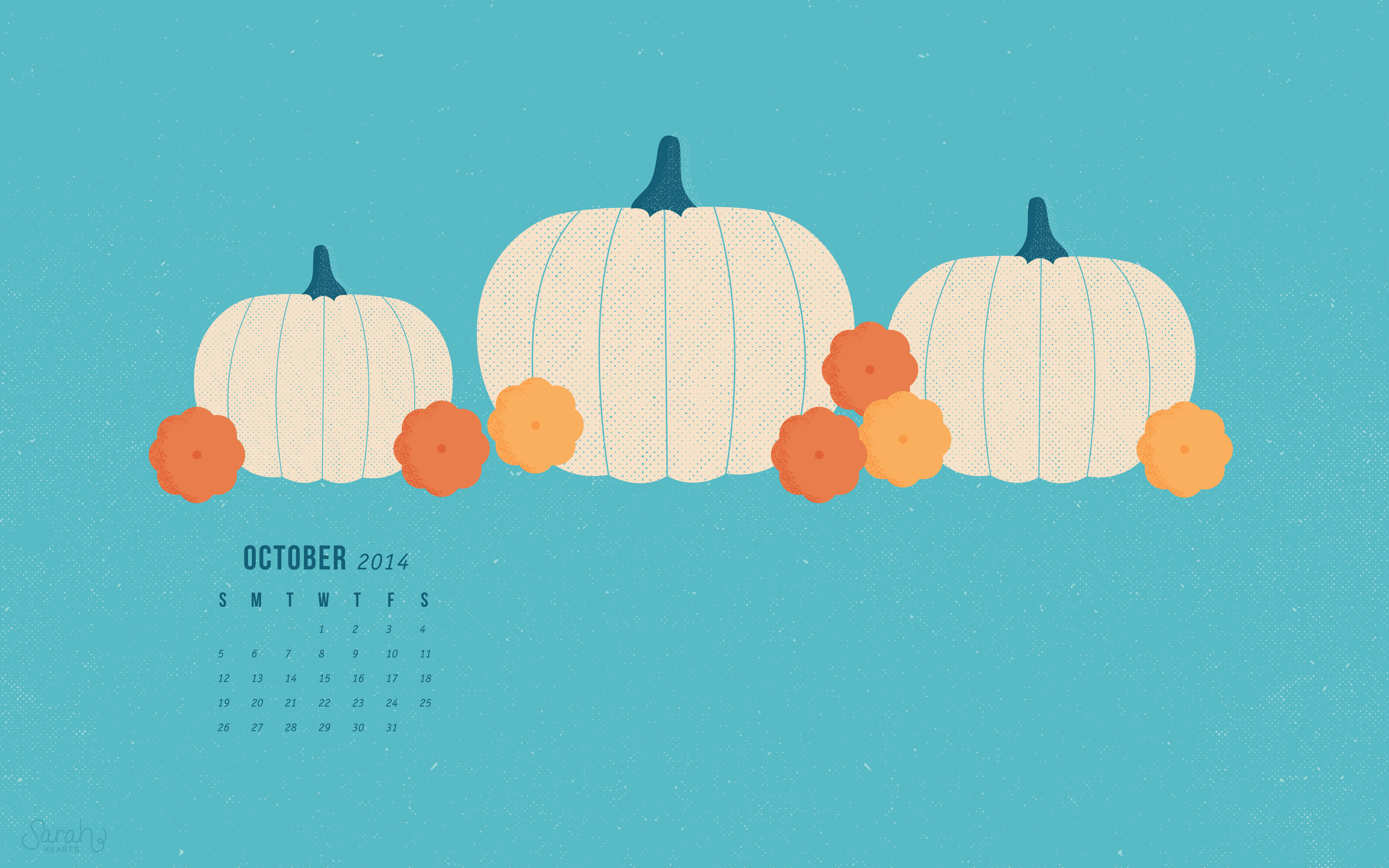 A calendar with pumpkins on it for october - October