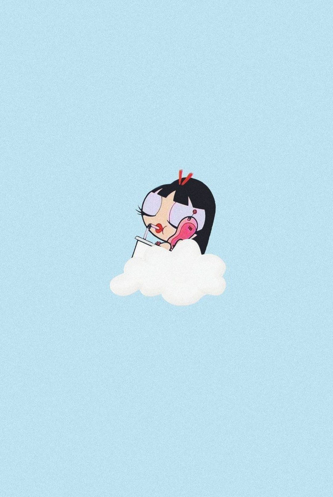 A cartoon character sitting on top of the cloud - The Powerpuff Girls