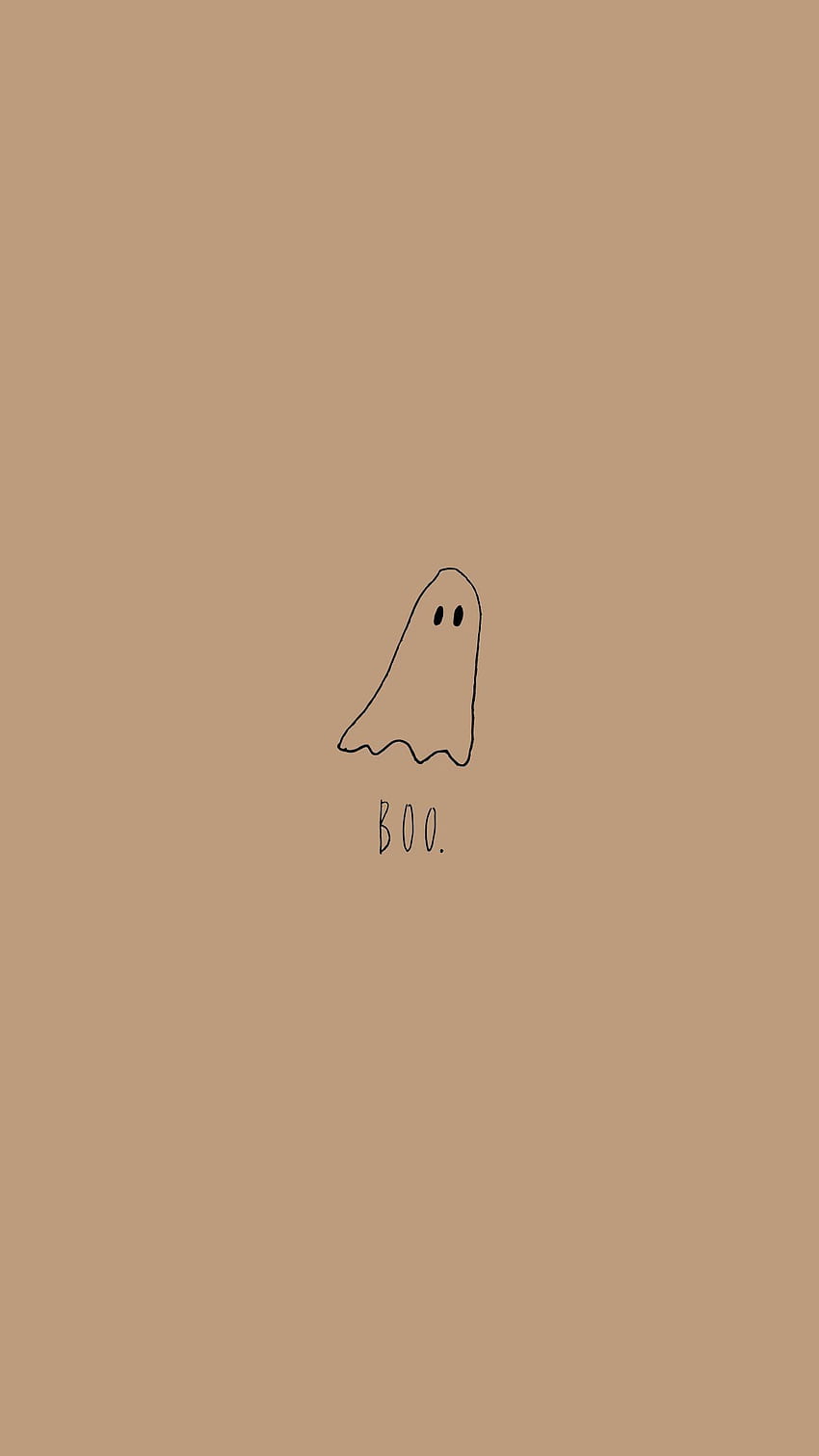 Minimalist phone background with a ghost and the word 