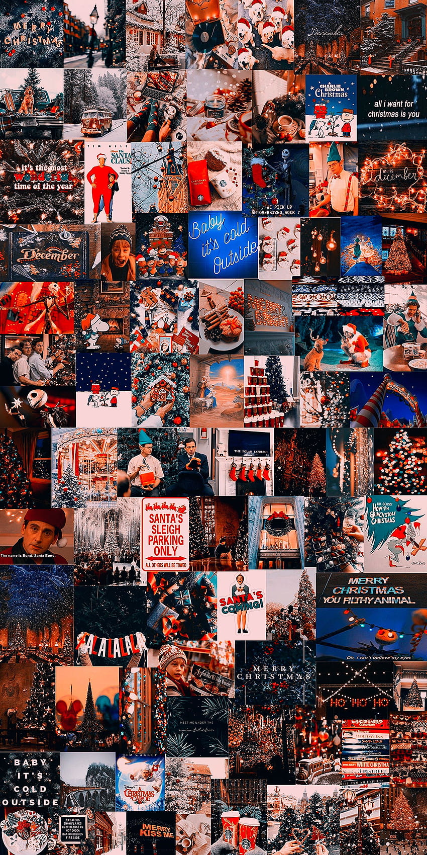 A collage of Christmas pictures including Santa, Christmas trees, and Christmas lights. - December