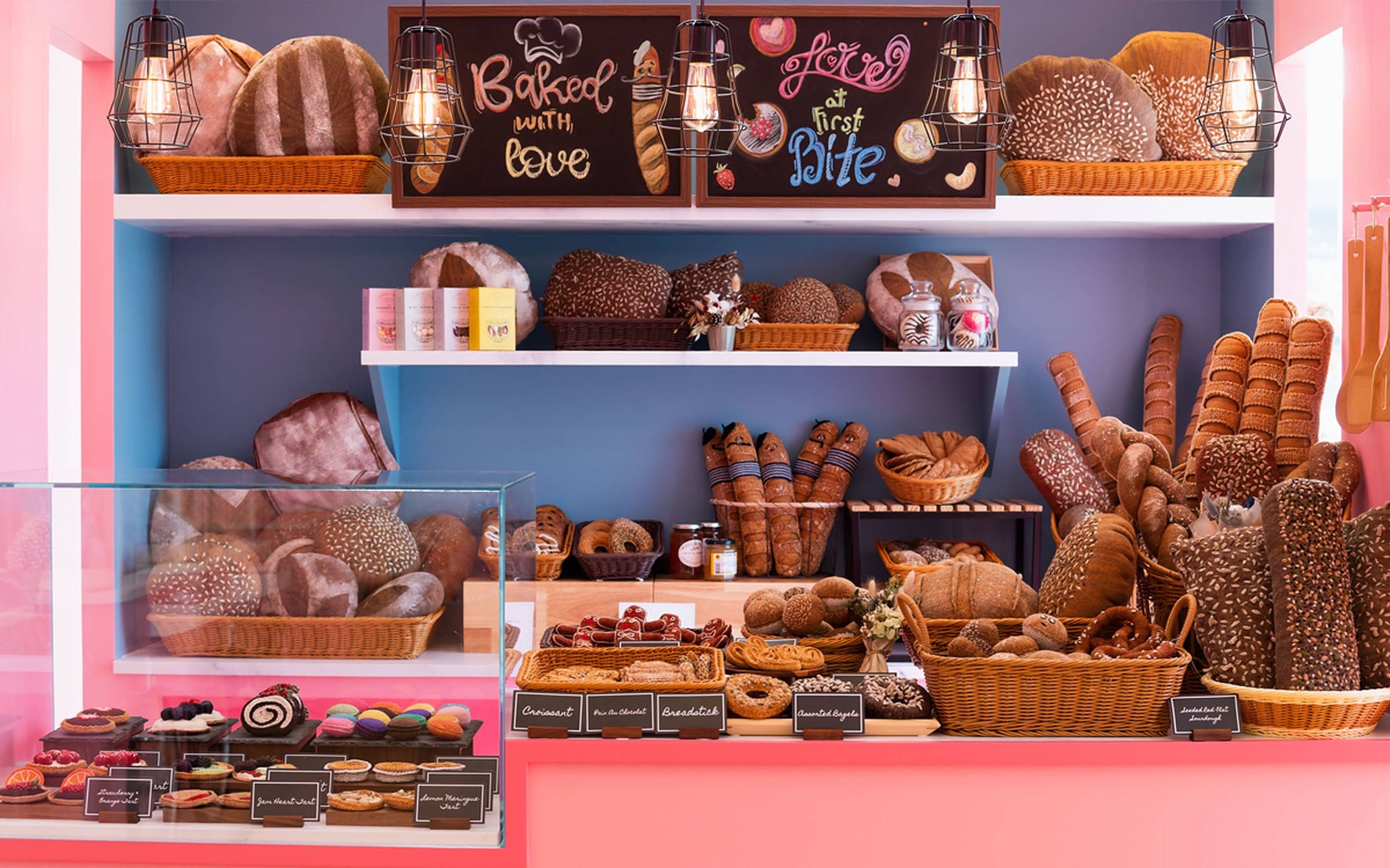 A display of baked goods in an open store - Bakery