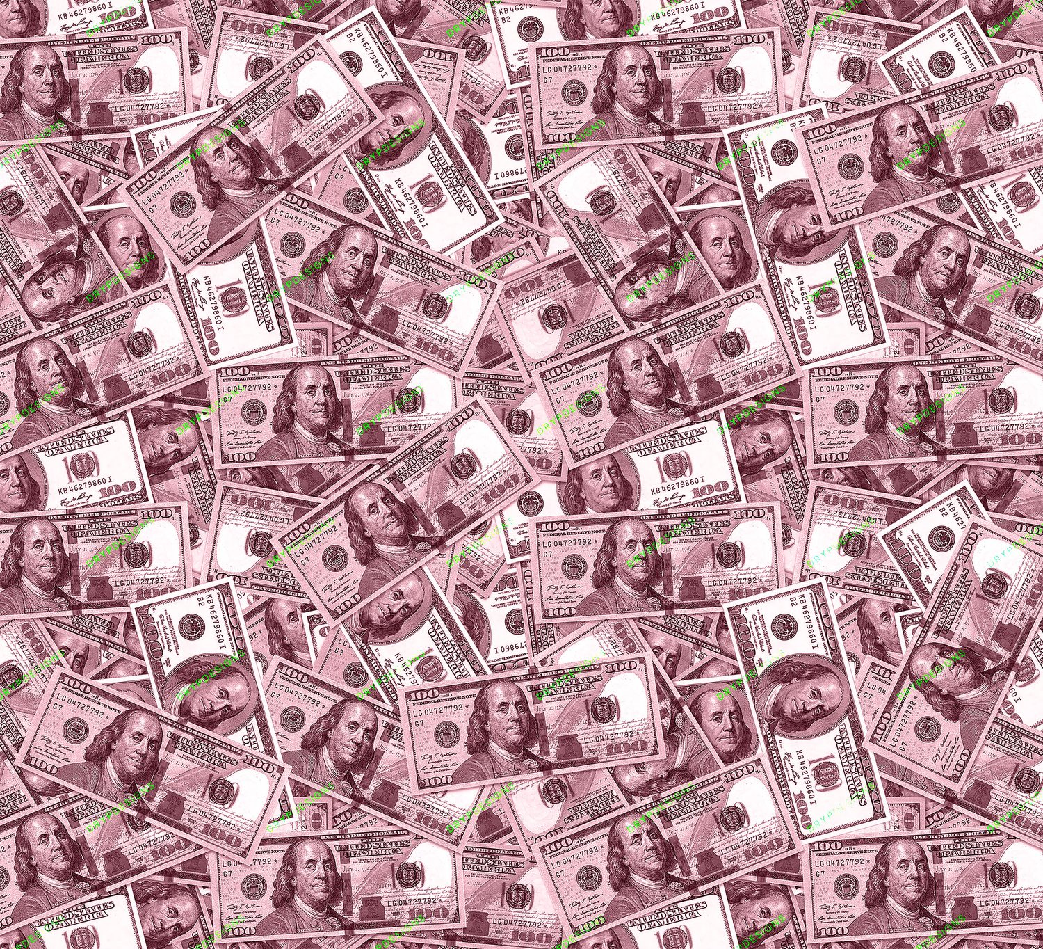 Blush Pink Money Background Seamless 100 Dollar Bills PNG