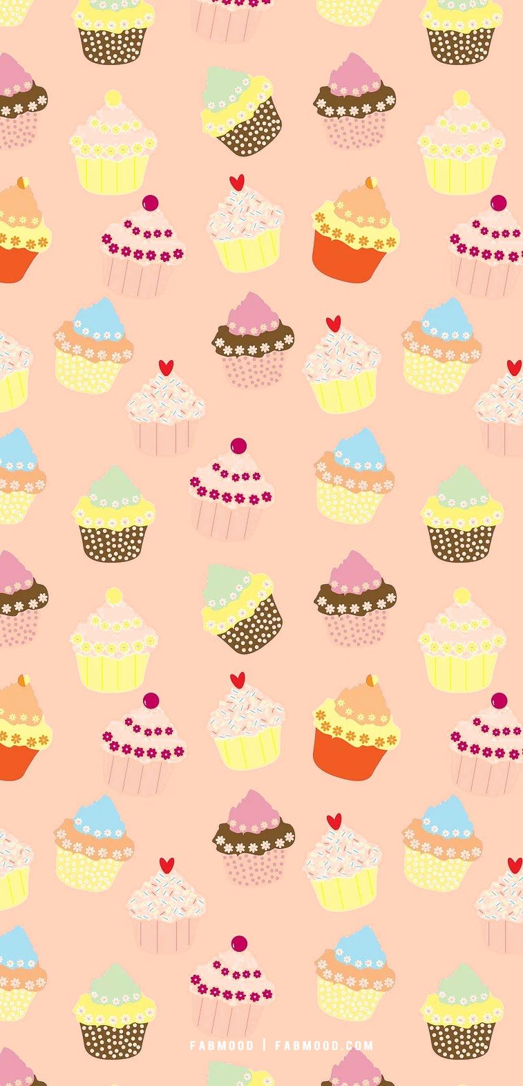A pattern of cupcakes on pink background - Bakery, food, cake