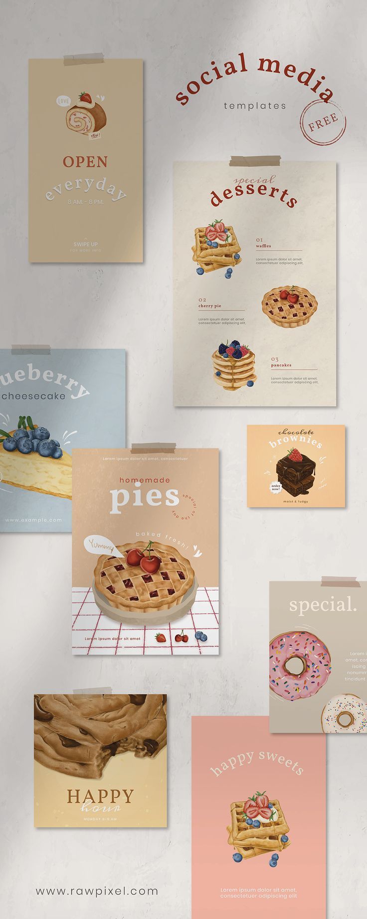 High Quality Pastel Dessert Social Media Promotion Collection. Food Poster Design. Bakery Branding Design, Bakery Branding, Minimalist Wallpaper