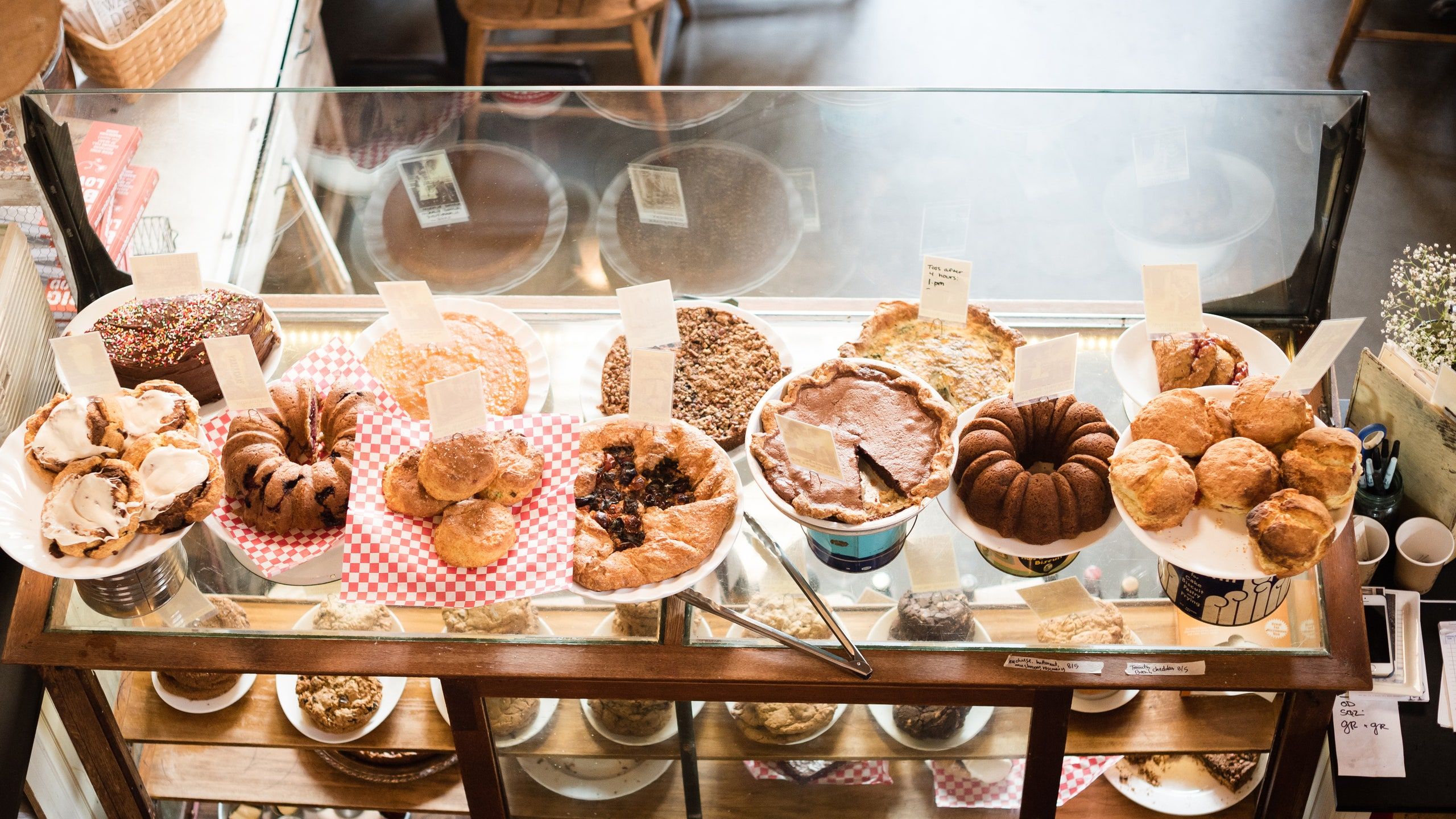 A display of baked goods in the window - Bakery