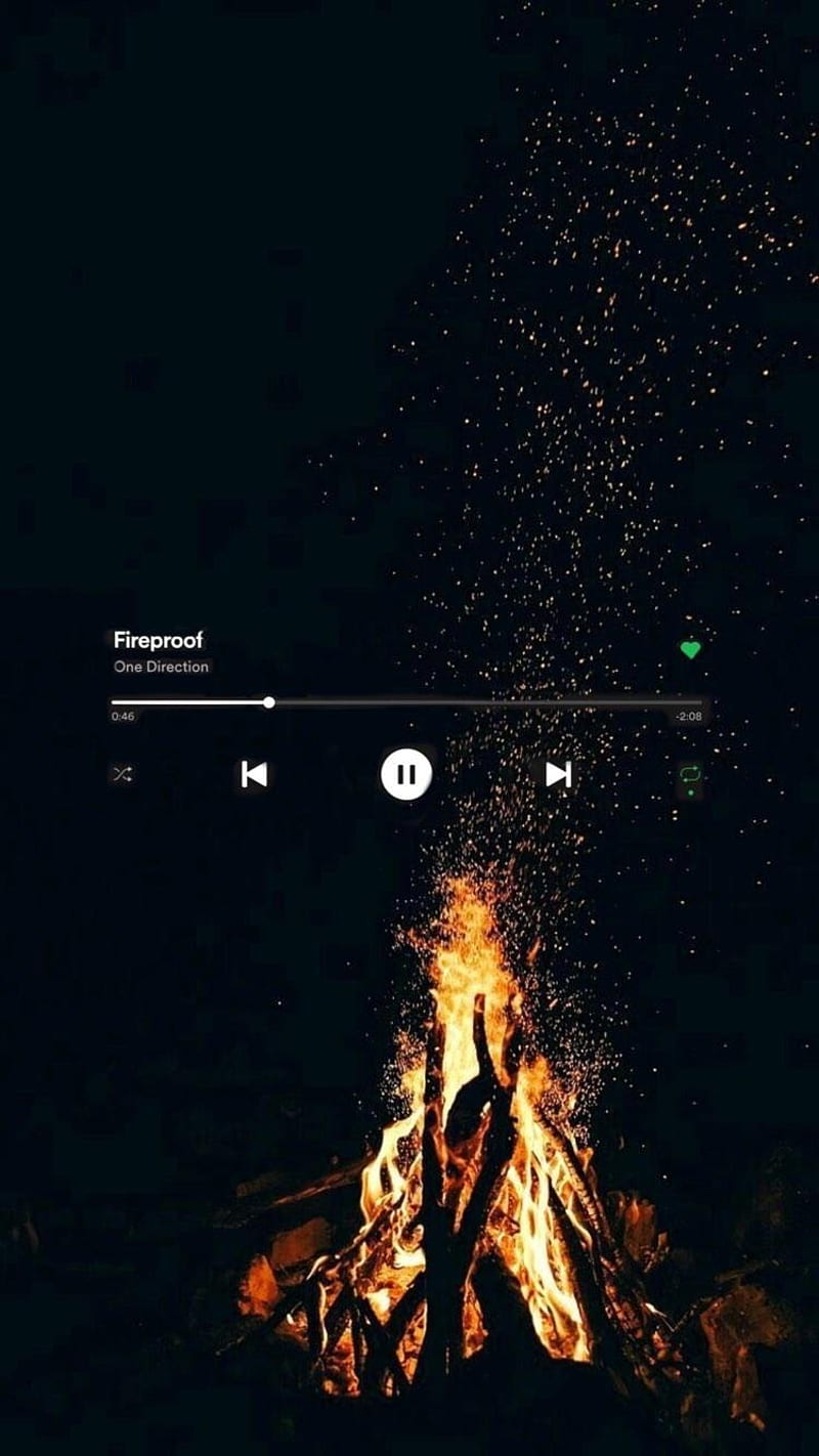 A screenshot of the fireplace app on an android phone - Spotify