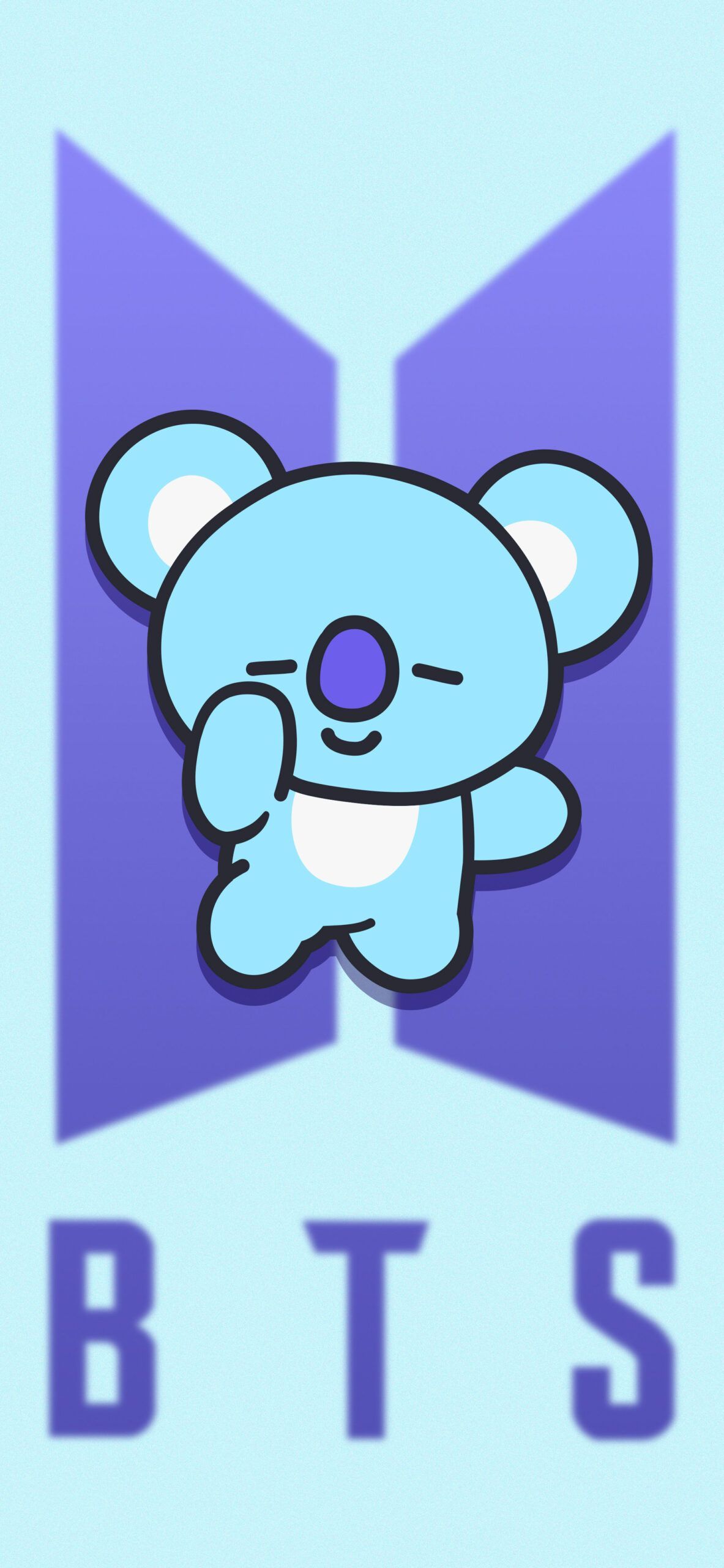 A blue bear with the words bts - BT21