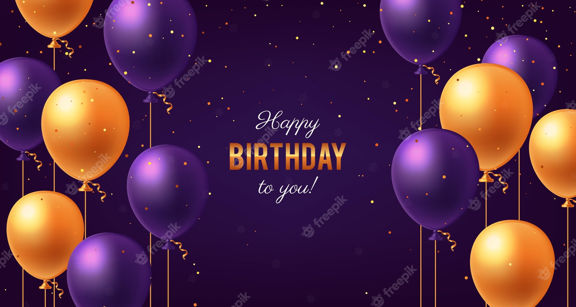 Happy birthday balloons on a purple background - Birthday
