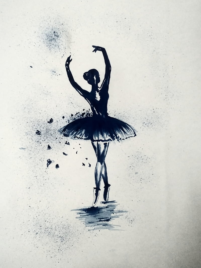 Ballerina, dancer, my sketch, painting of ballerina, HD phone wallpaper