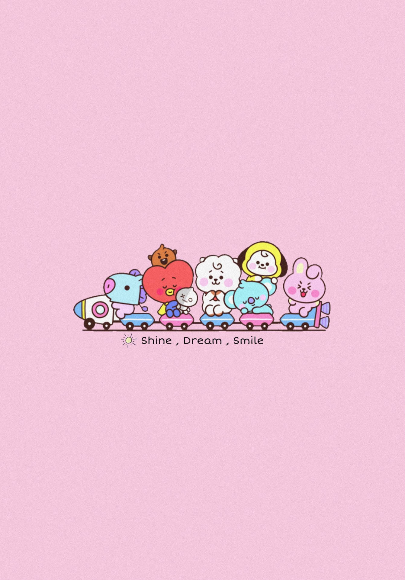 A pink background with cartoon characters on it - BT21