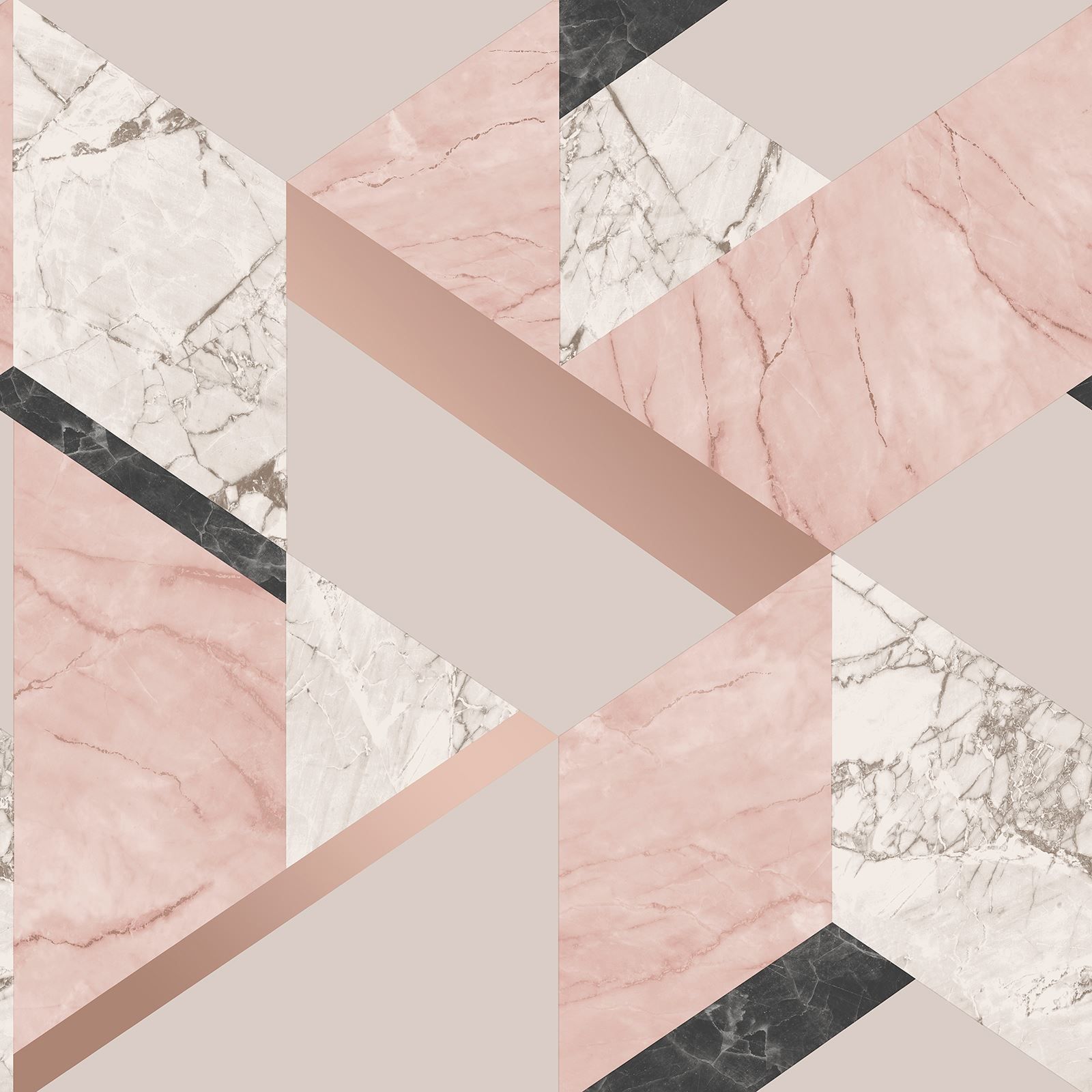 A pink and grey marble wallpaper with geometric shapes - Blush