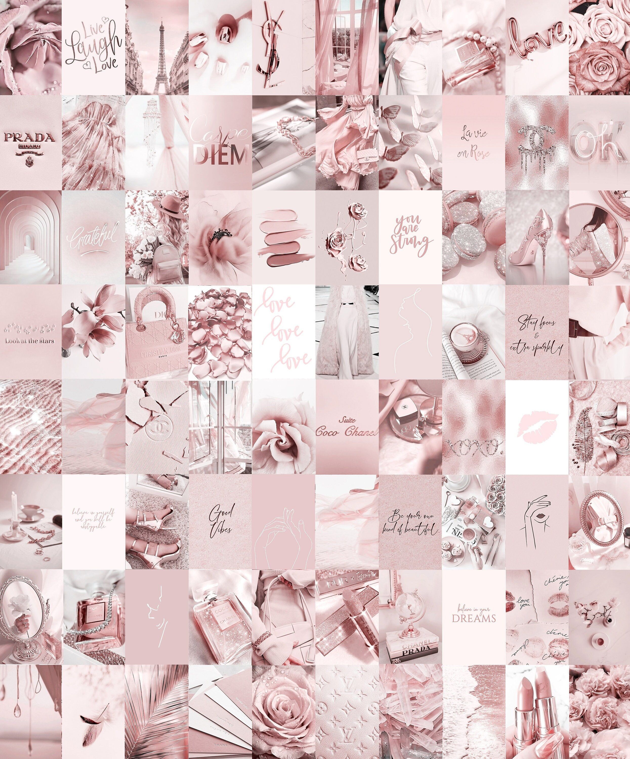 Blush Pink Wall Collage Kit Aesthetic 2 Dusty Pink Trendy