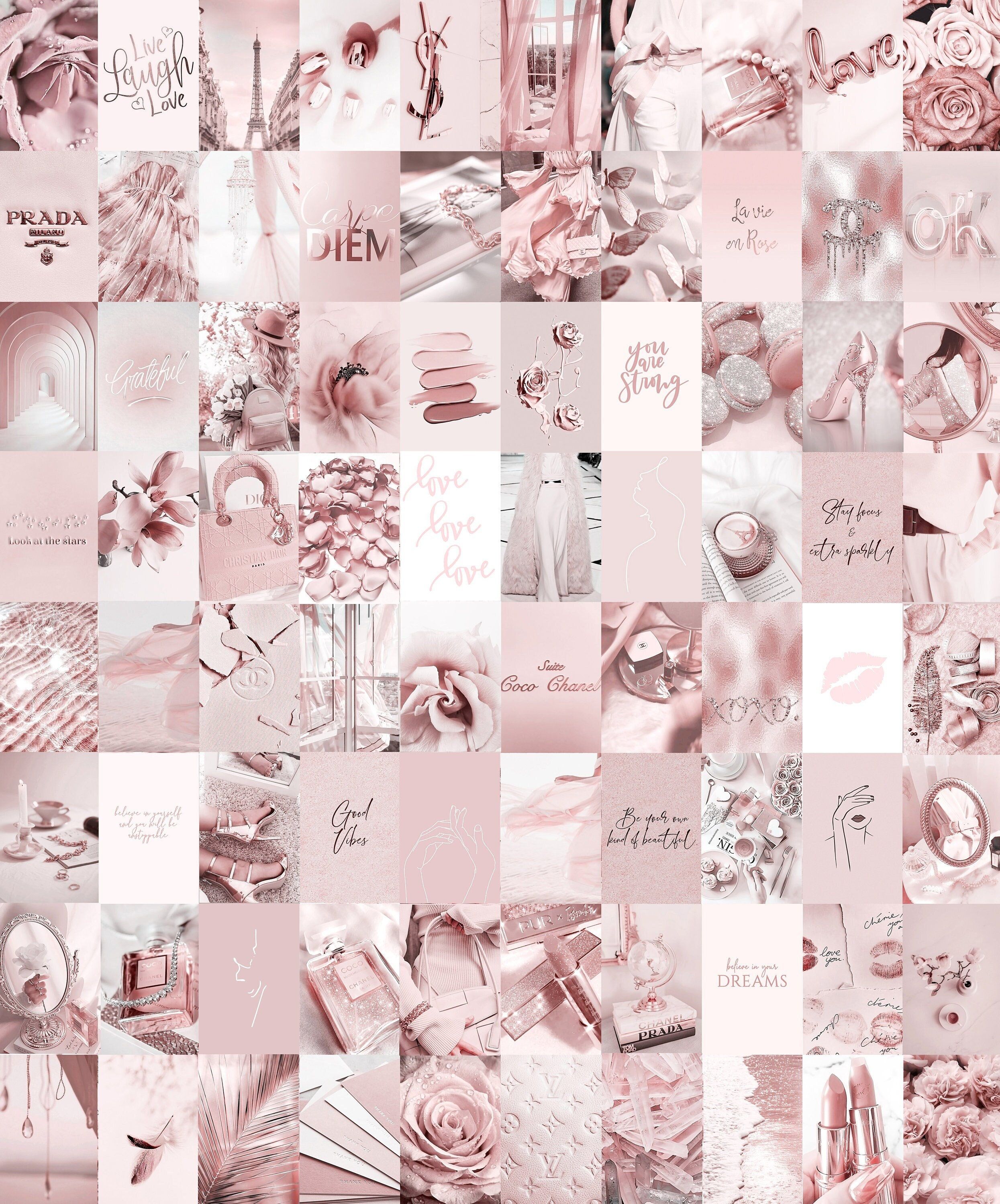 Aesthetic pink collage wallpaper for your room. - Blush