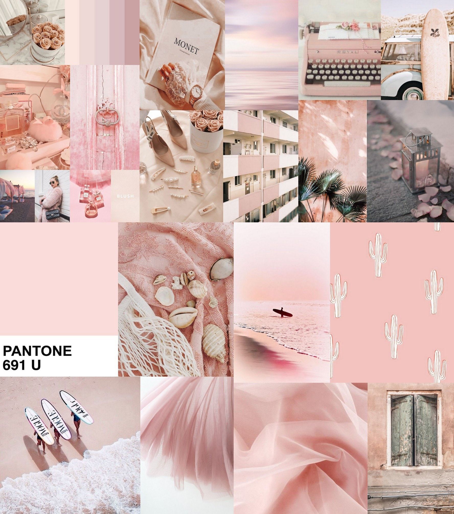 Boujee Blush Pink Aesthetic Photo Collage Kit of 80 Pieces