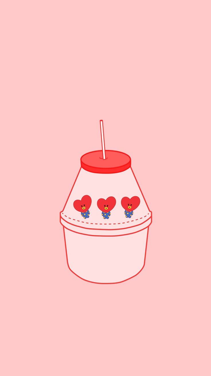A red and white container with hearts on it - BT21