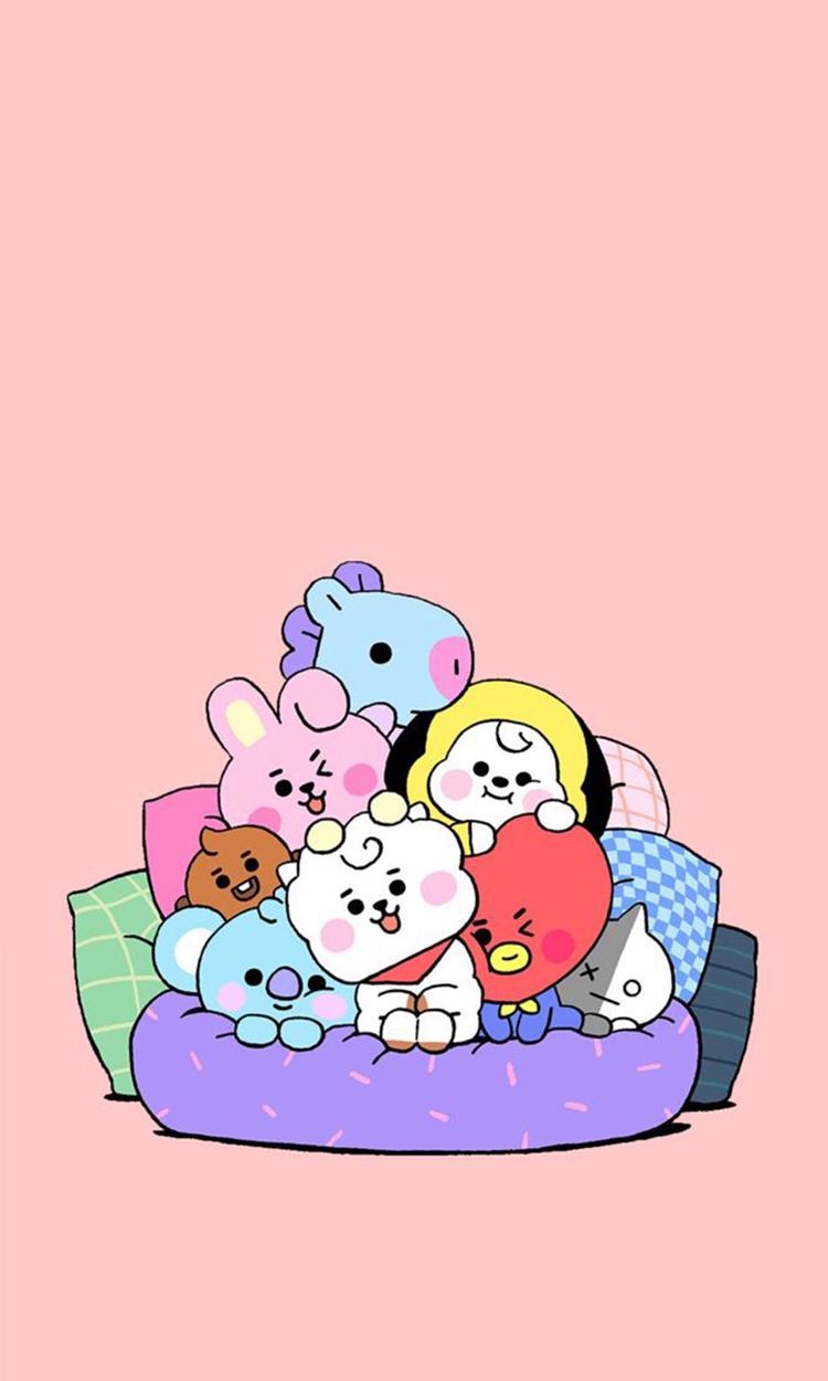 A group of stuffed animals on top - BT21