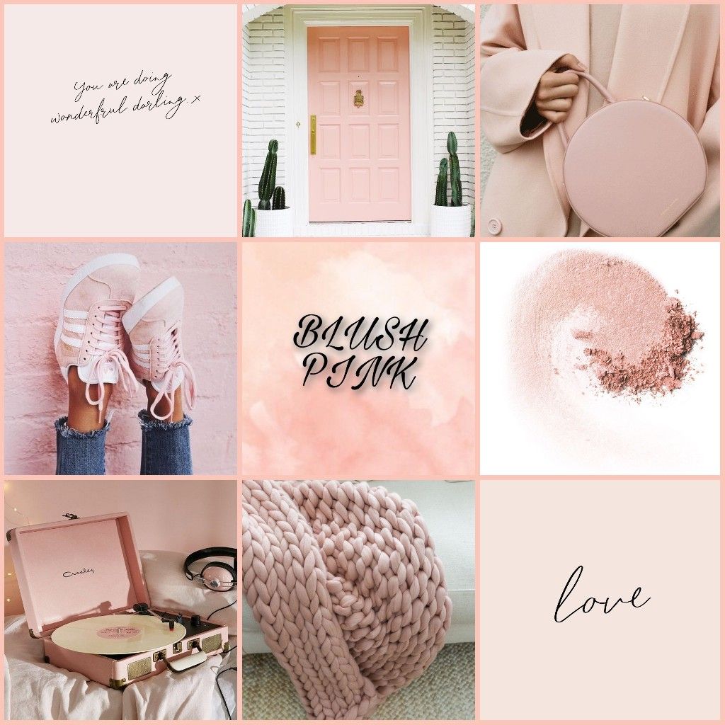A collage of pink and white items - Blush