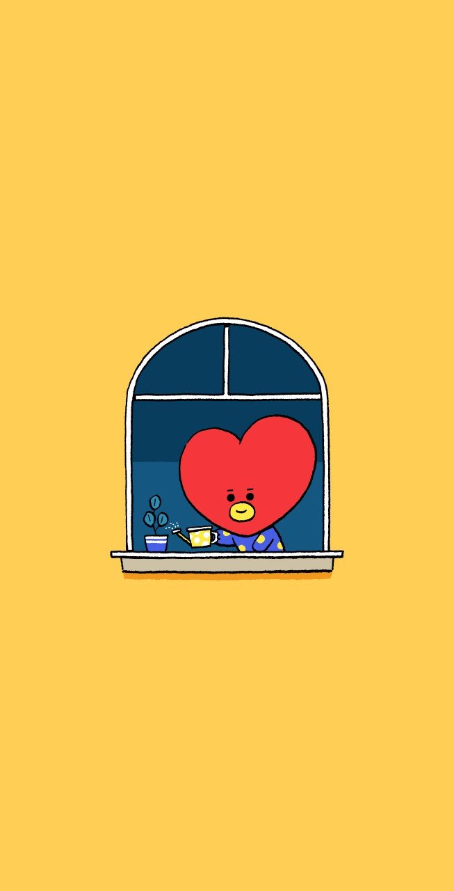Cute heart looking out the window - BT21