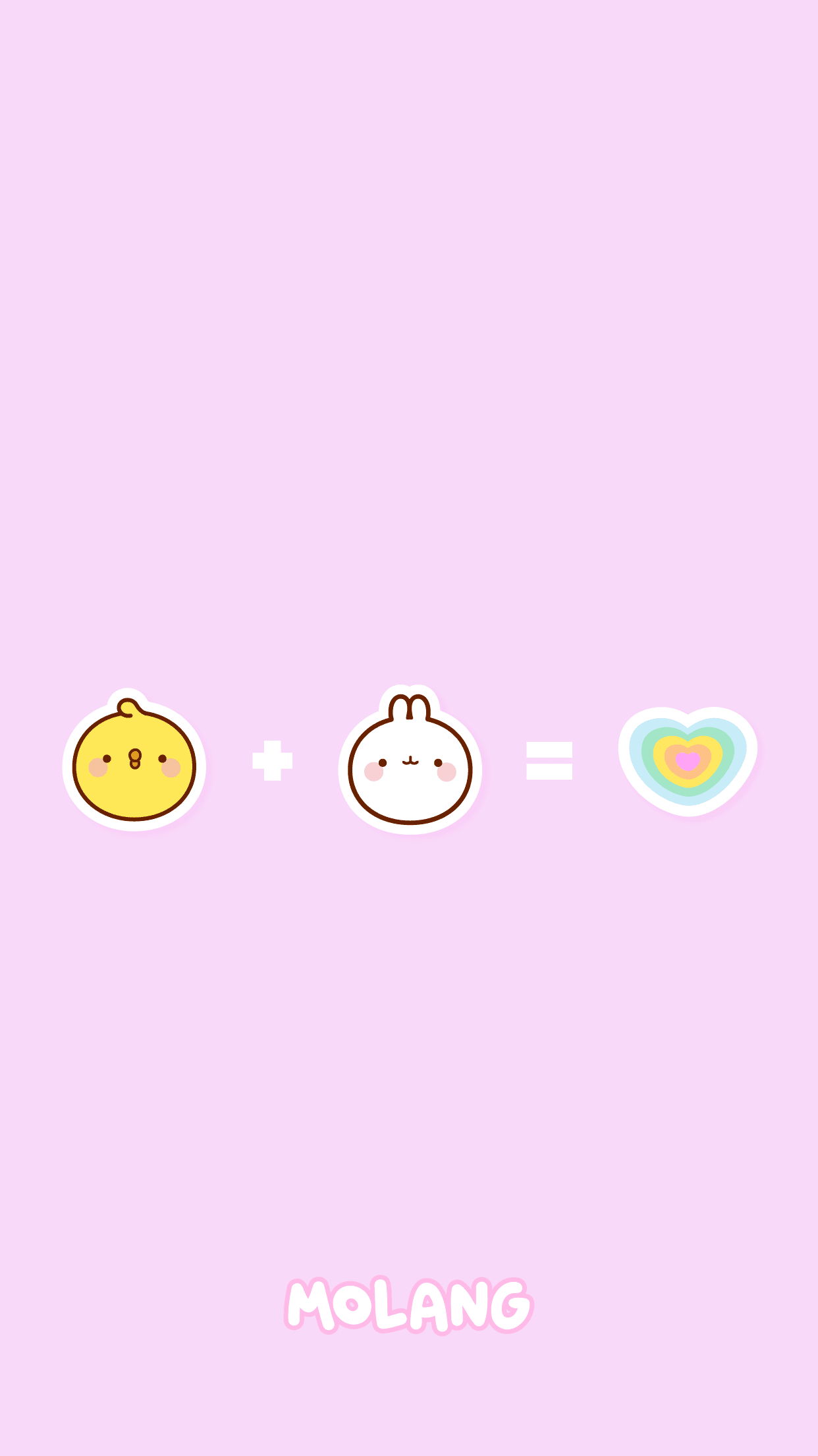 A cute pink background with the words malang - Molang, BT21