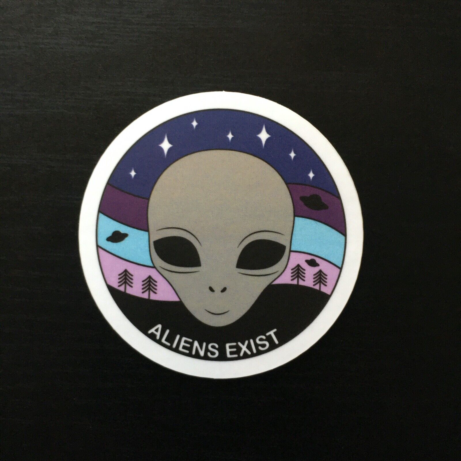 A sticker that says aliens exist - Alien