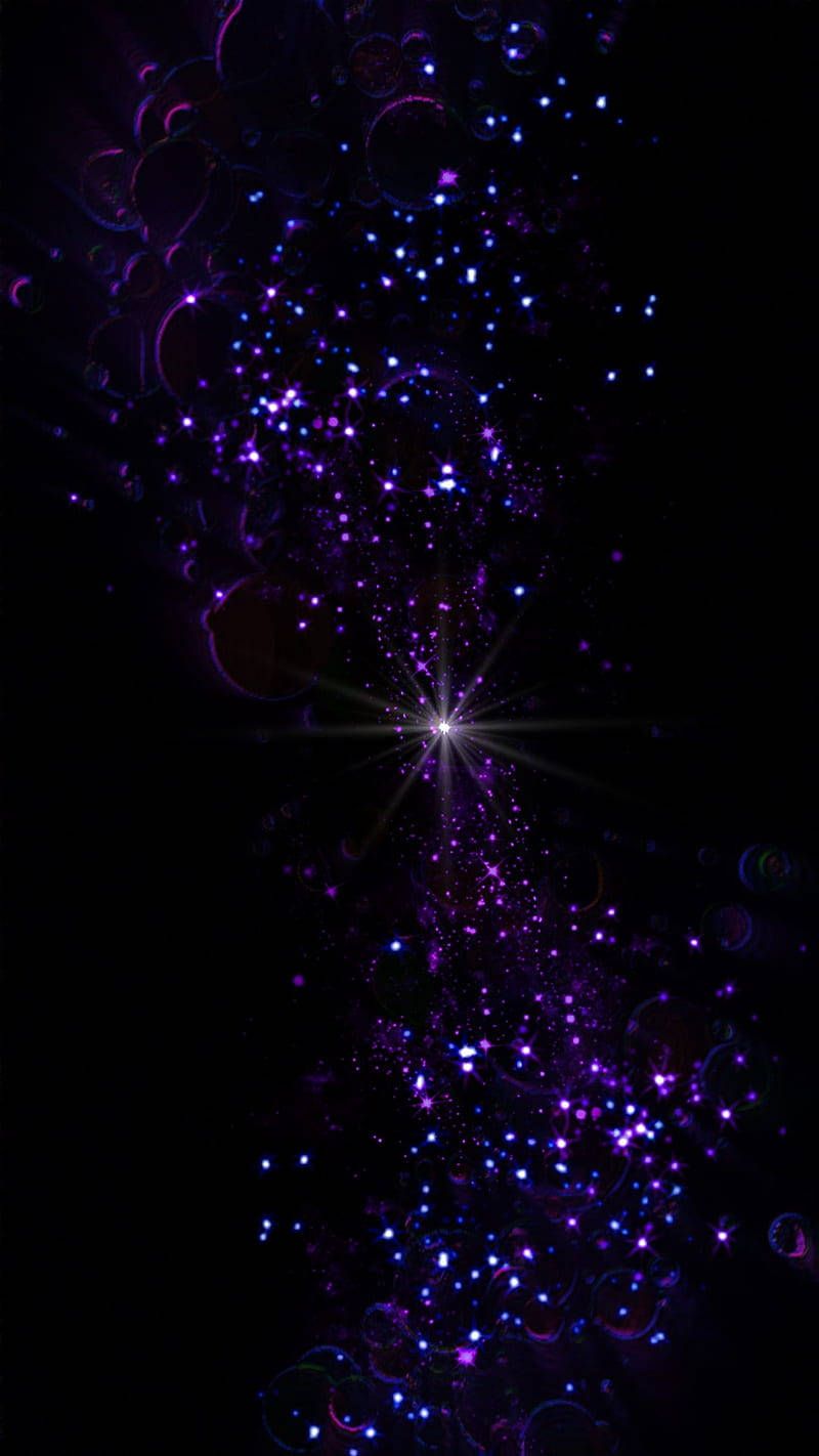 A purple and black background with stars - Bubbles
