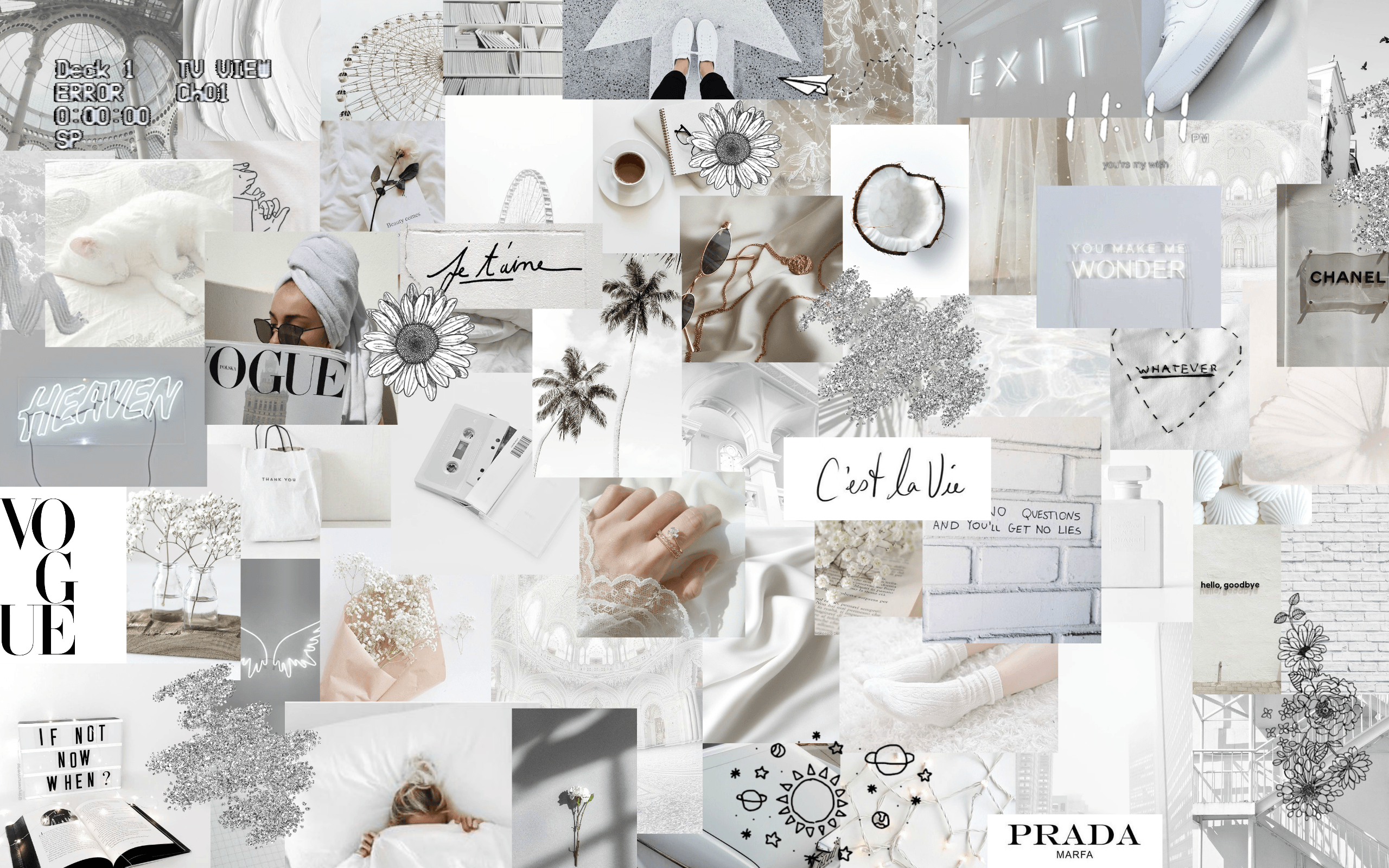 A collage of pictures with white backgrounds - Chanel, silver
