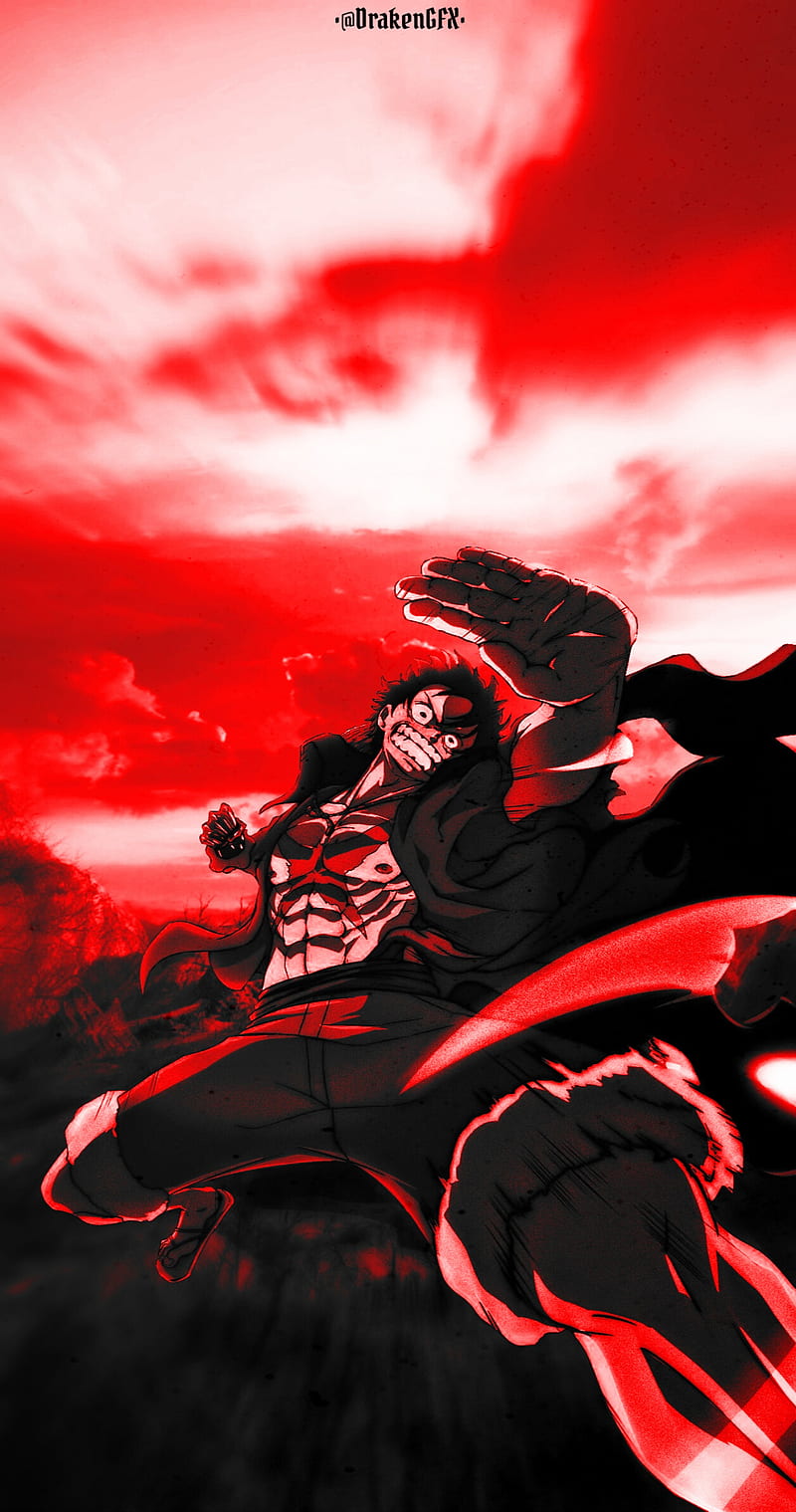 One Piece anime wallpaper of Dracule Mihawk with a red sky background - One Piece