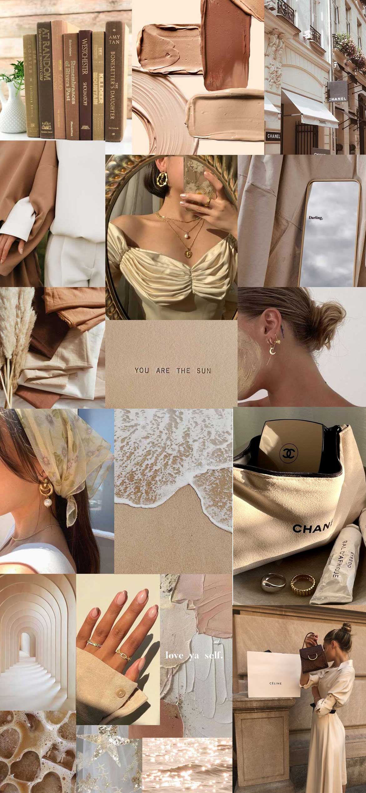 A collage of pictures that are all different - Beige, champagne