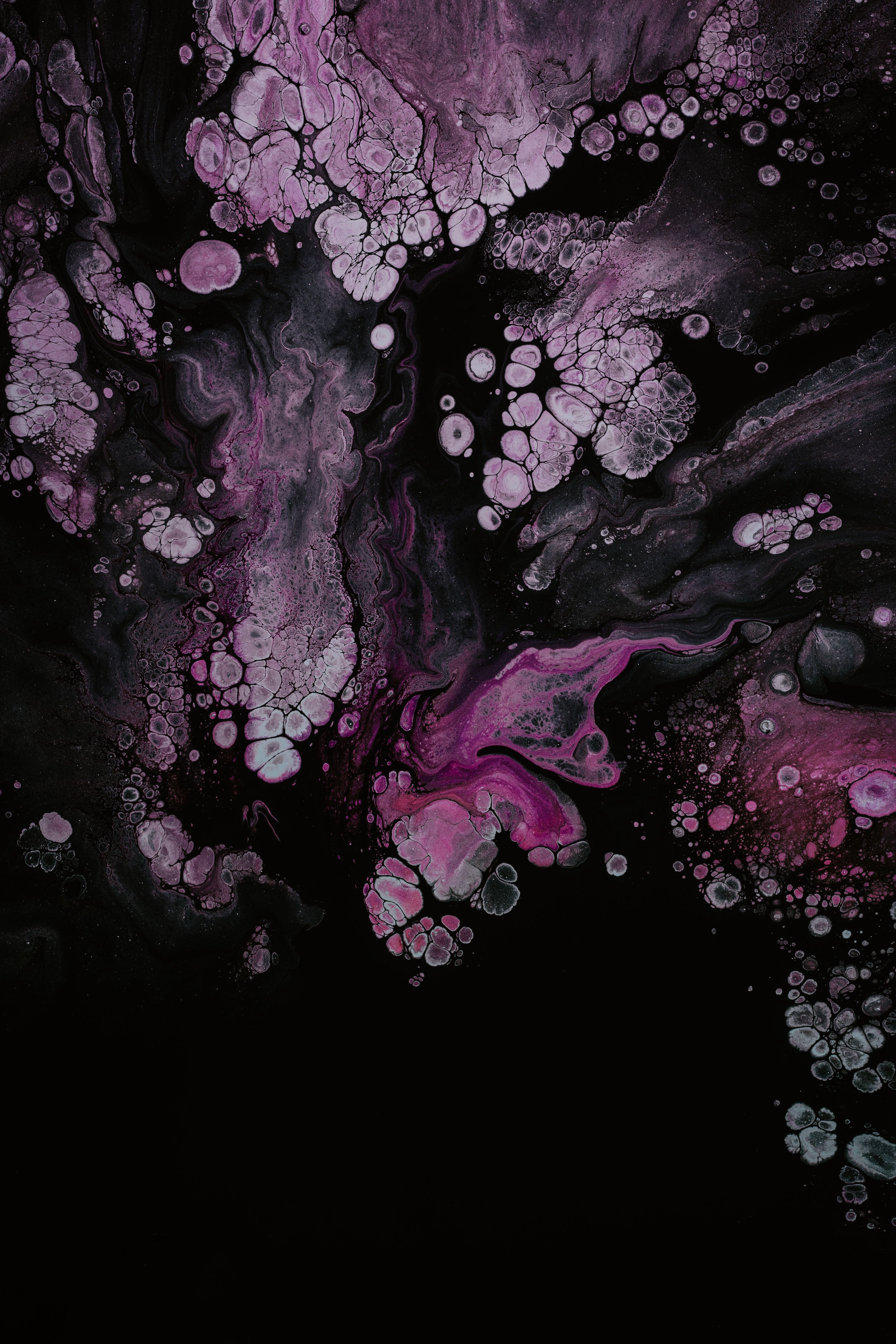 A purple and black painting of clouds - Bubbles