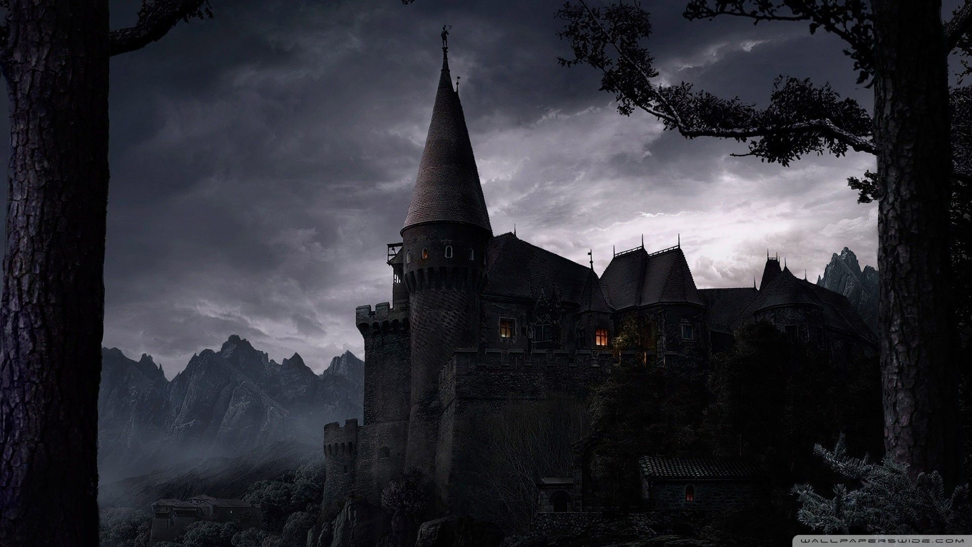 Gothic castle in the forest wallpaper 1920x1080 - Castle