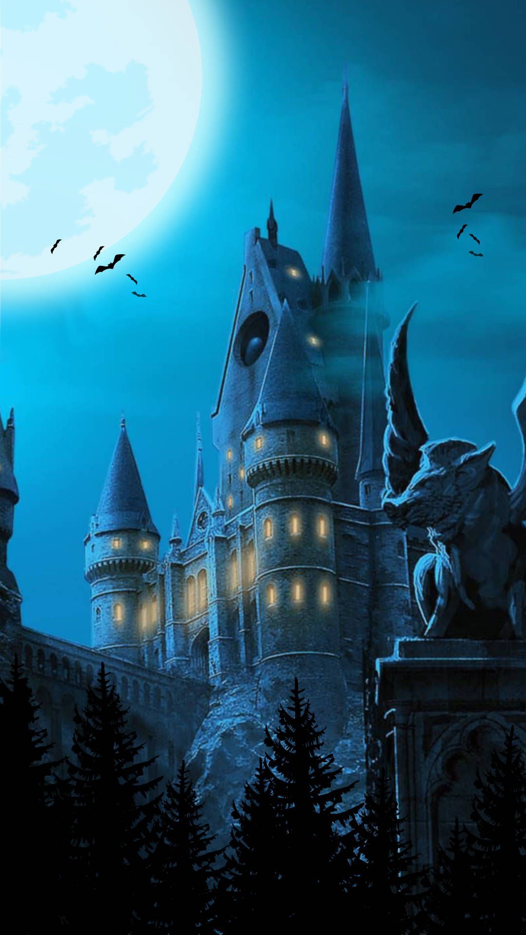 Download Hogwarts Aesthetic Castle At Night Wallpaper