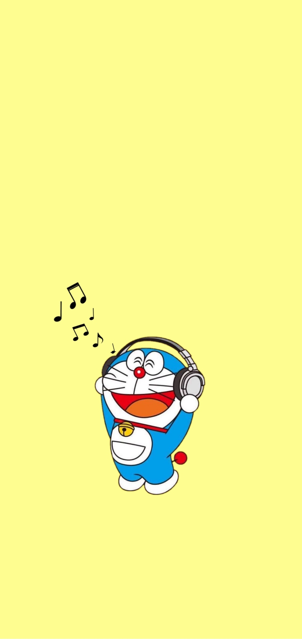 Doraemon cartoon wallpaper for iPhone with yellow background and notes - Doraemon