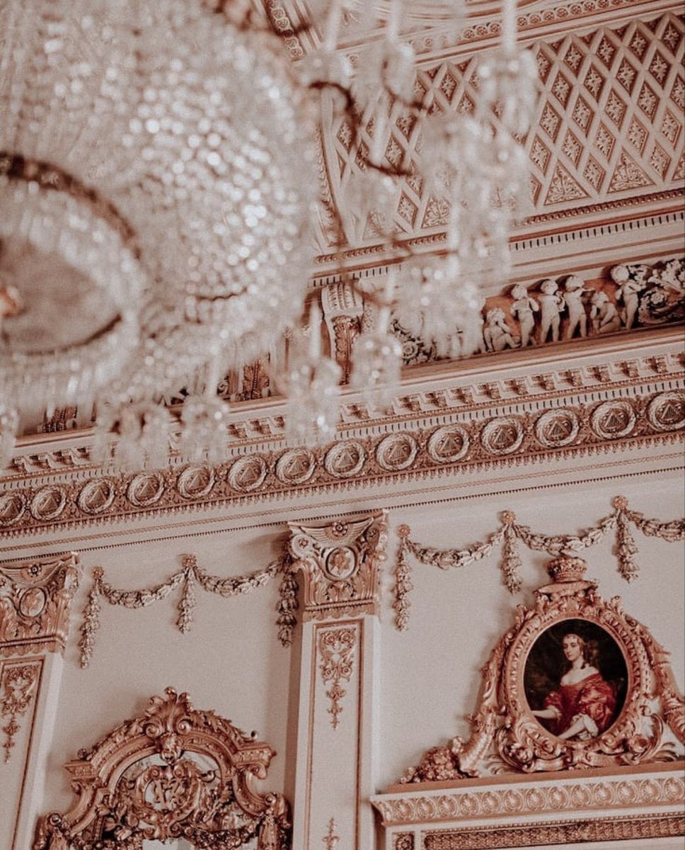 A chandelier and wall decorations in a palace - Castle, royalcore