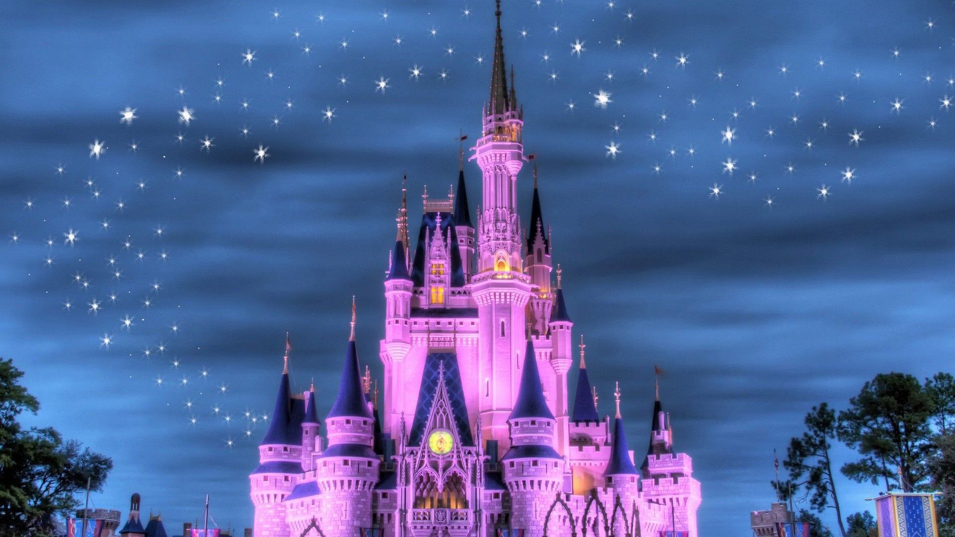 A castle with pink lights and stars - Castle