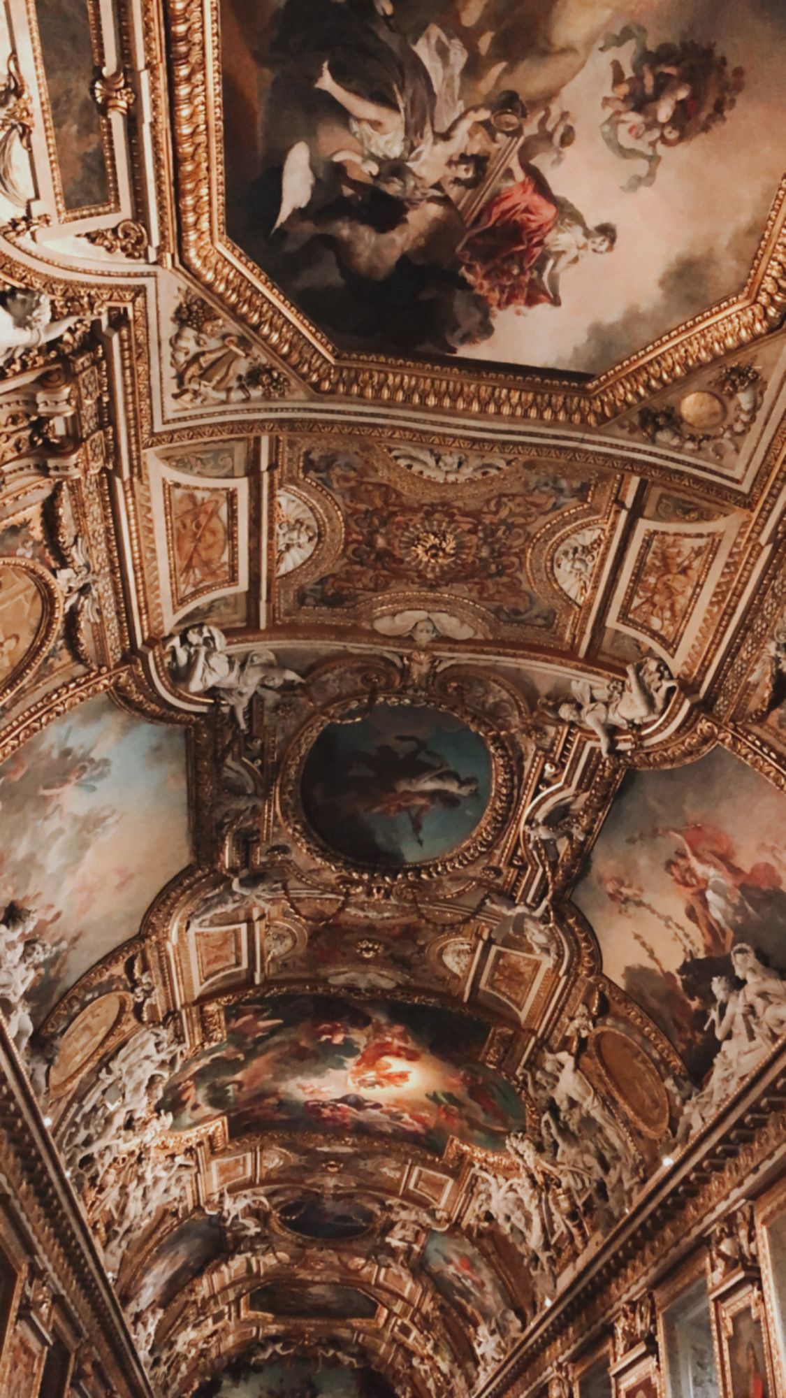 A ceiling with paintings on it - Castle, architecture