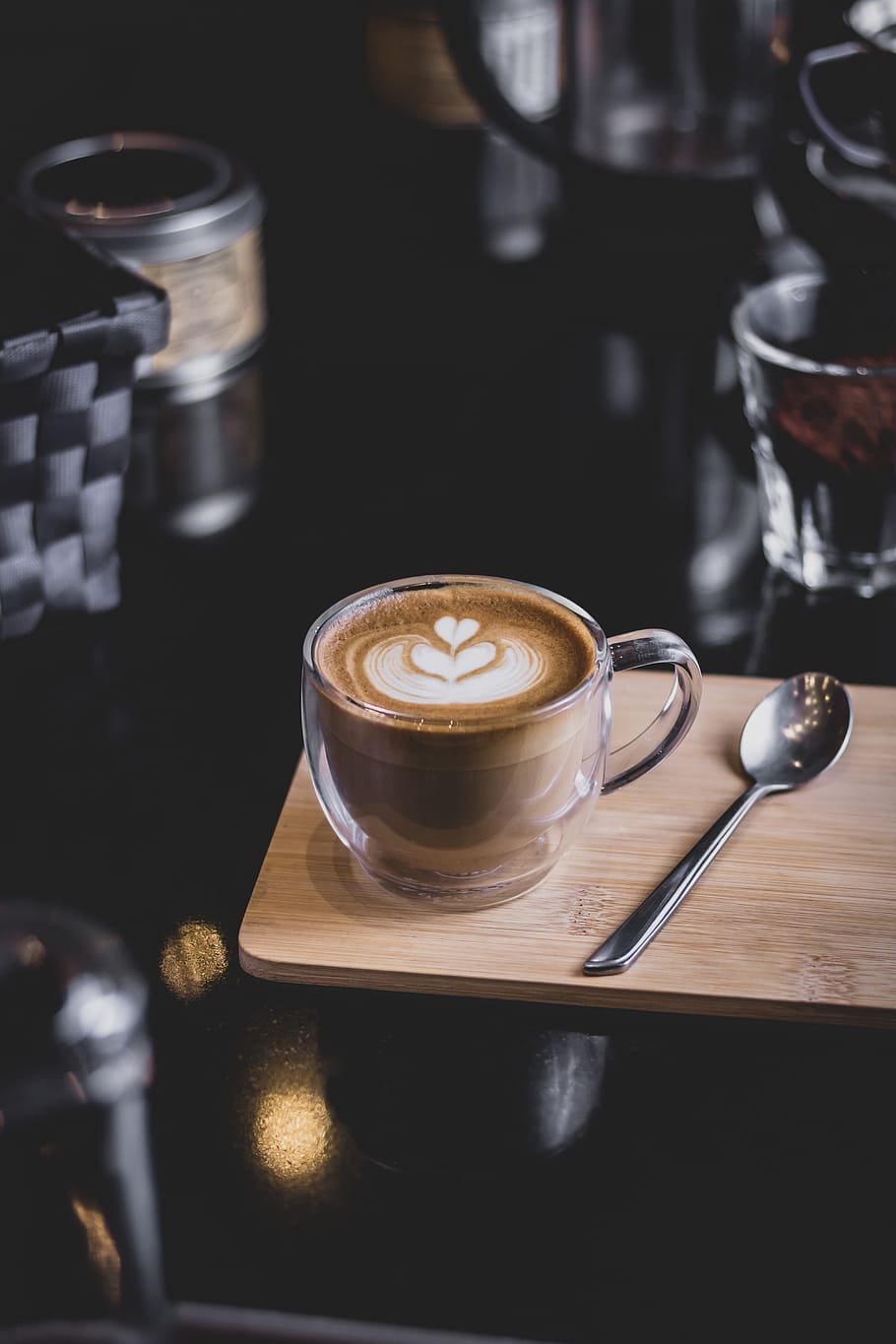 HD wallpaper: latte glass on board, coffee shop, cafe, espresso, art, caffeine