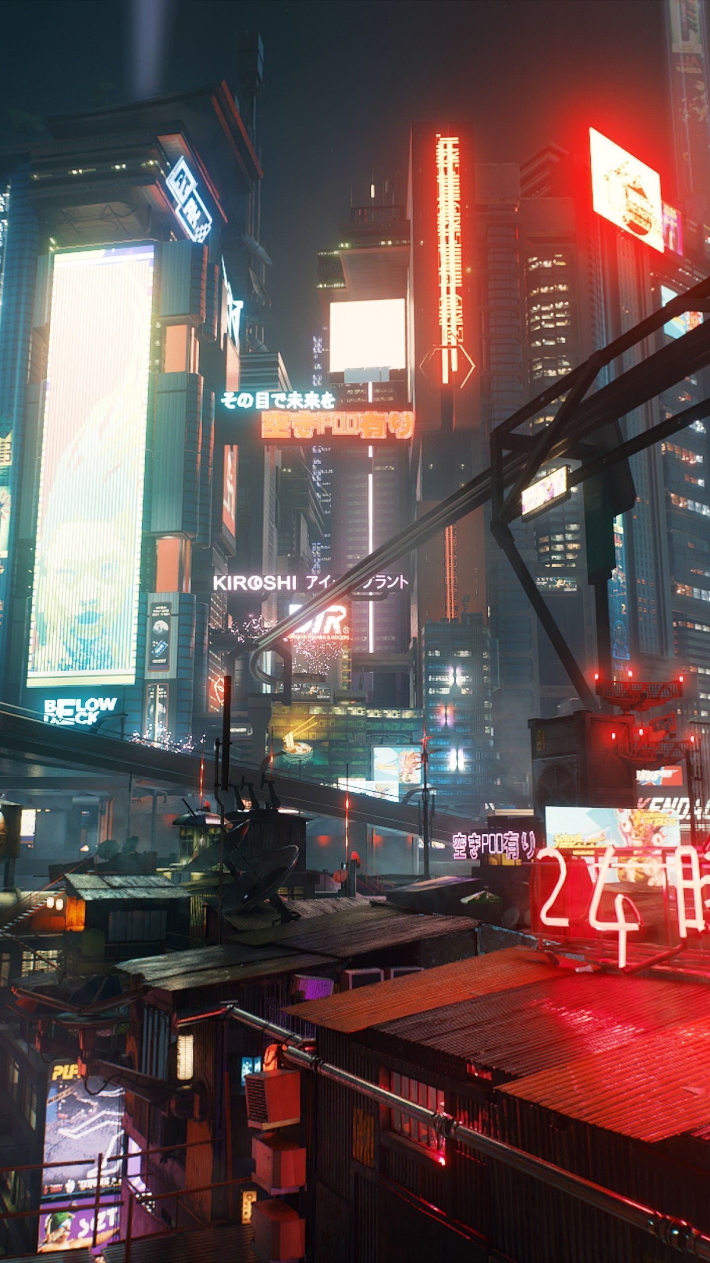 A city with neon lights and buildings - Cyberpunk, Cyberpunk 2077
