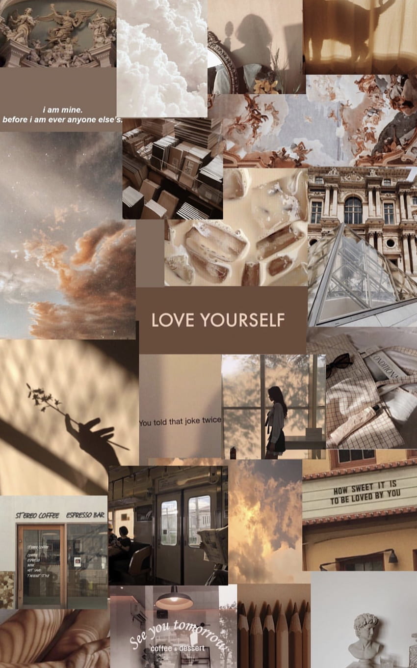 A collage of pictures with the words love yourself - Collage
