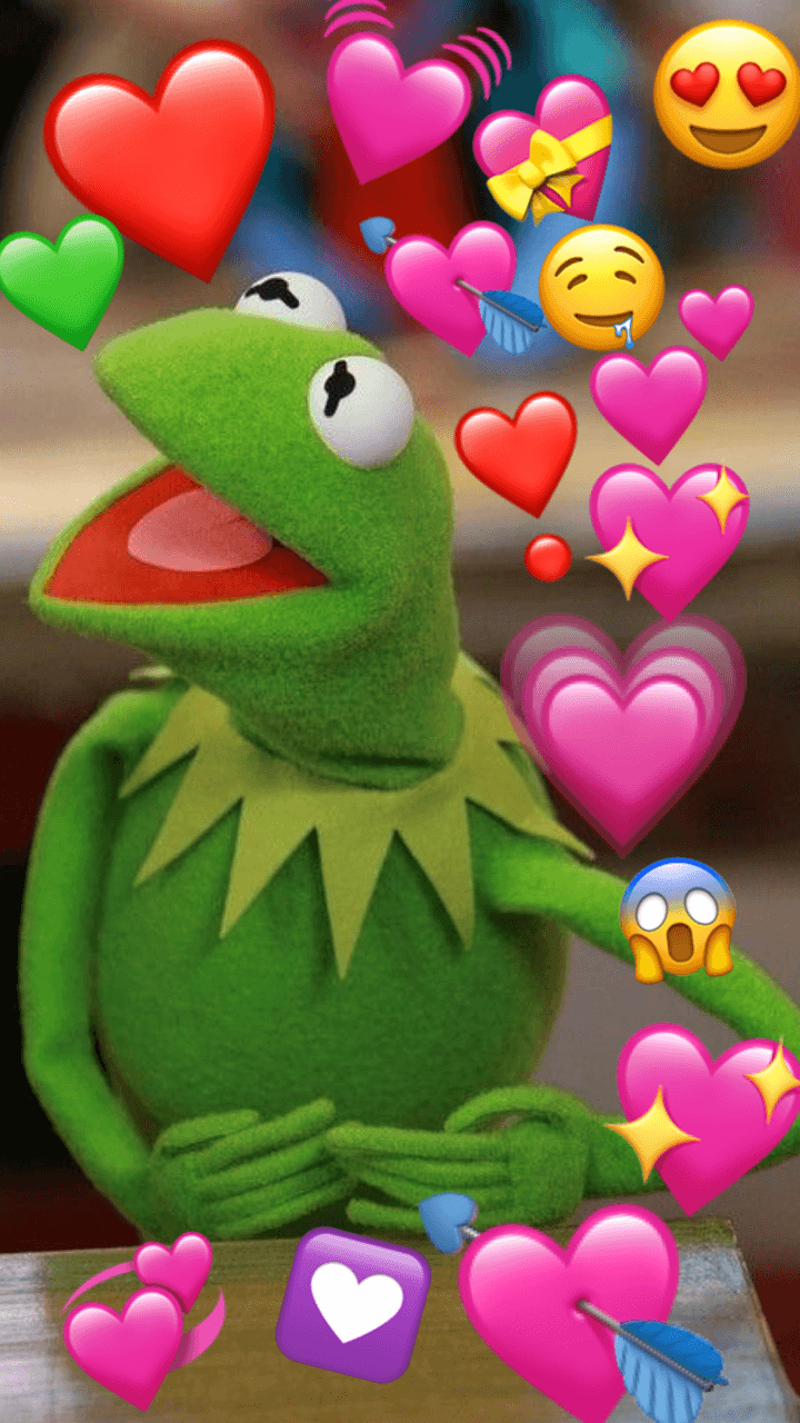 Kermit the Frog with Hearts Wallpaper