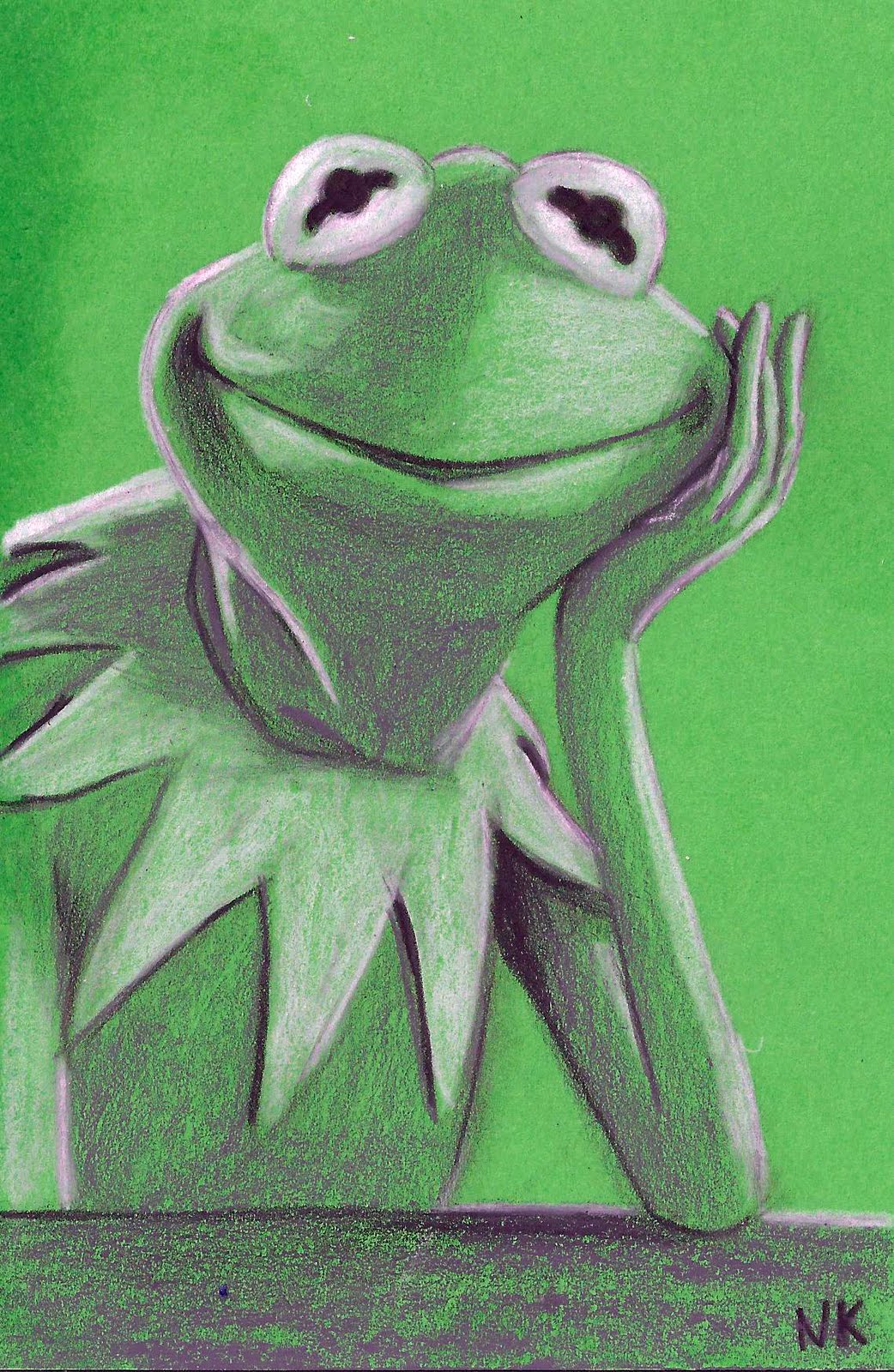 A drawing of the frog from sesame street - Kermit the Frog